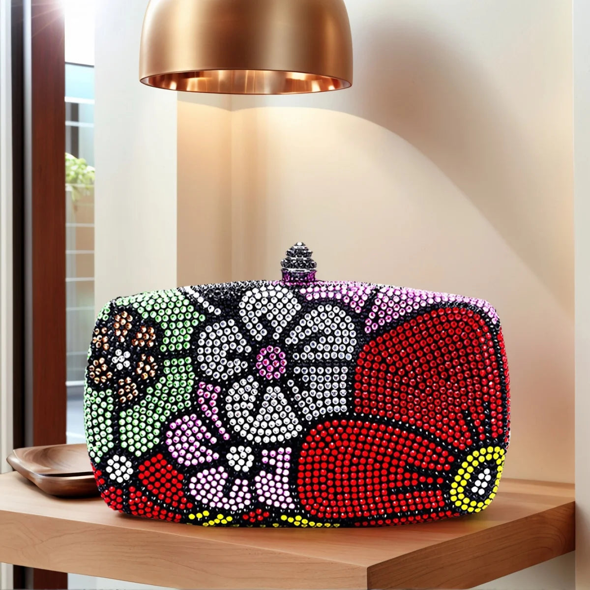 Vintage Women Floral Rhinestone Evening Handbag Full Diamond Wedding Purse Crystal Crossbody Bag for Cocktail Prom