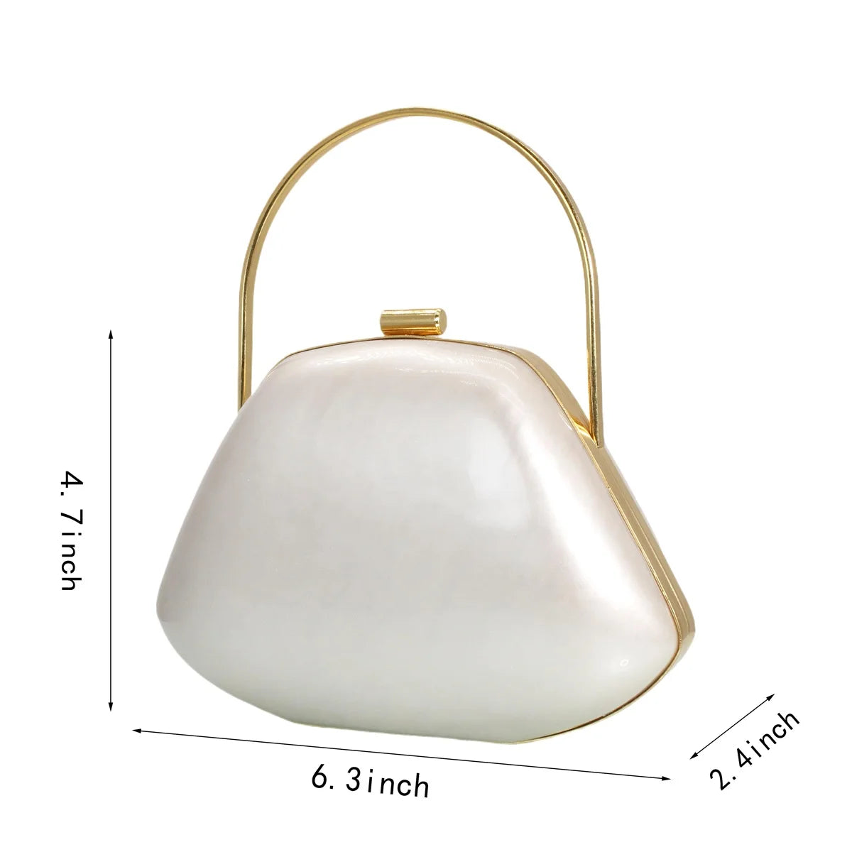 Women Pearl Acrylic Crossbody Bags Elegant Shell Evening Clutch Metallic Top Handle Handbag for Wedding Banquet Party