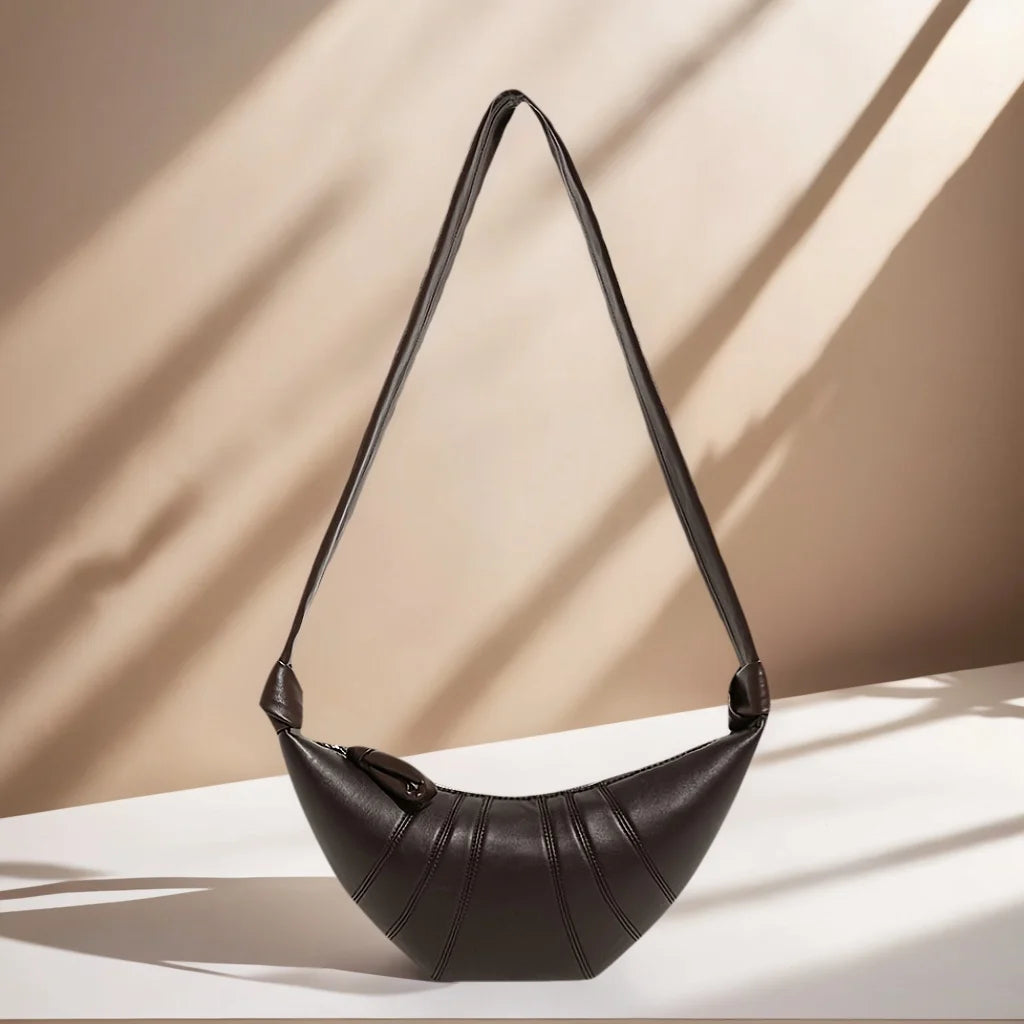 Casual Women Half Moon Faux Leather Shoulder Bag Large Capacity Crossbody Purse Handbag for Shopping Party