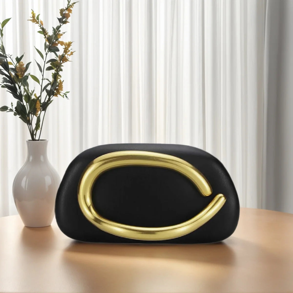 Stylish Women PU Leather Clutch Purse Strap Chain Crossbody Shoulder Bag Metal Handle Handbag Daily Casual Clutch