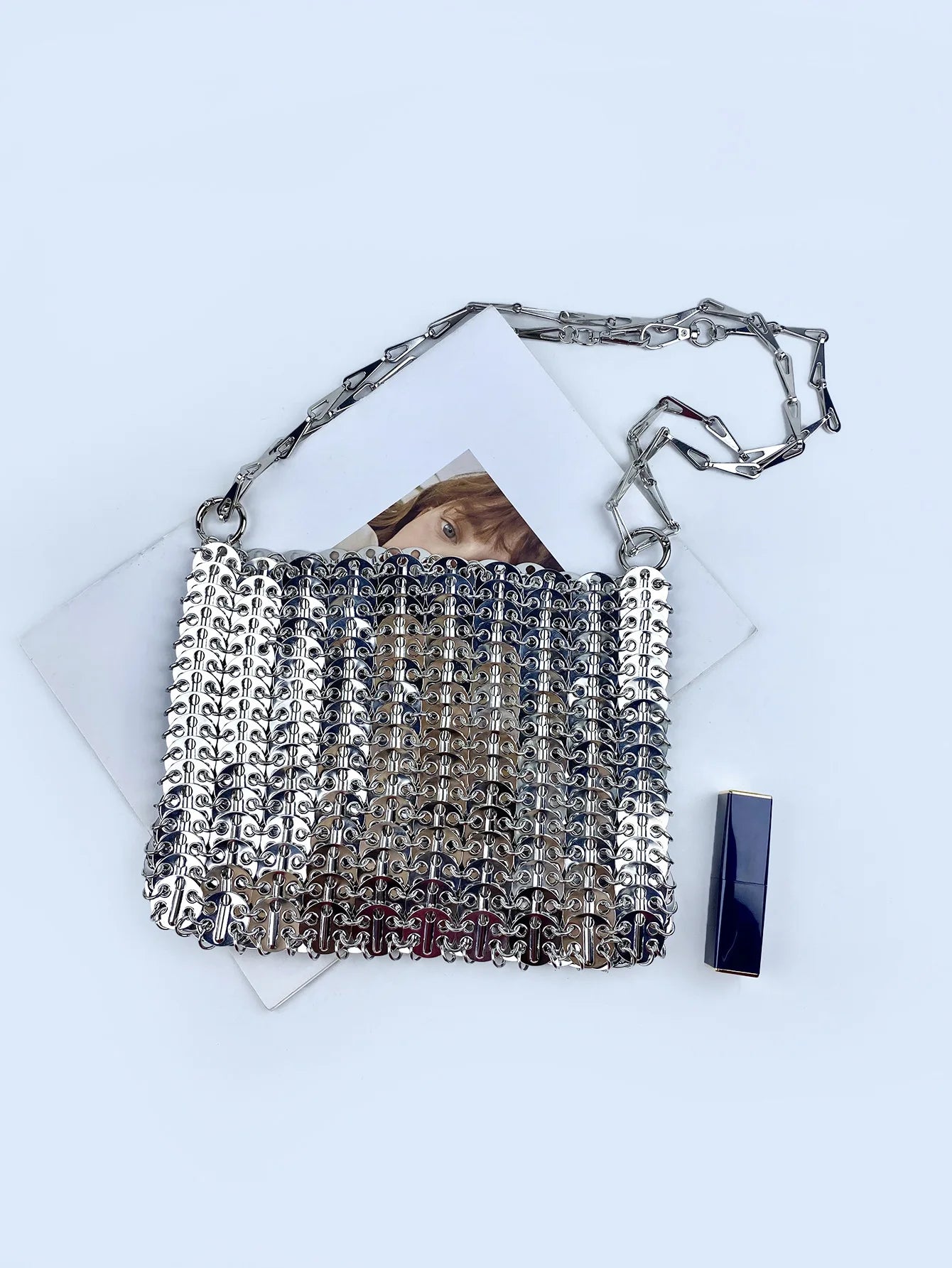 Women Glitter Metal Sequins Shoulder Bag Trendy Hollow Out Metallic Clutch Evening Party Crossbody Purse for Prom Cocktail