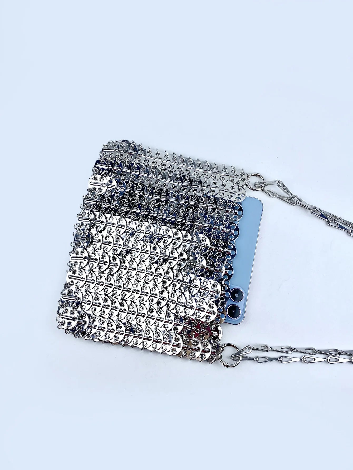 Women Glitter Metal Sequins Shoulder Bag Trendy Hollow Out Metallic Clutch Evening Party Crossbody Purse for Prom Cocktail