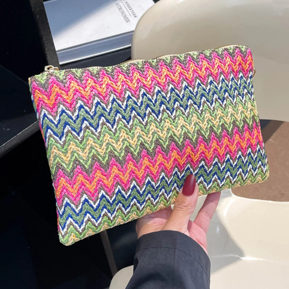 Money Beach Long Bag Colourful Ladies Clutch Coin Purse Handmade Casual Portable Elegant Simple Exquisite for Weekend Vacation