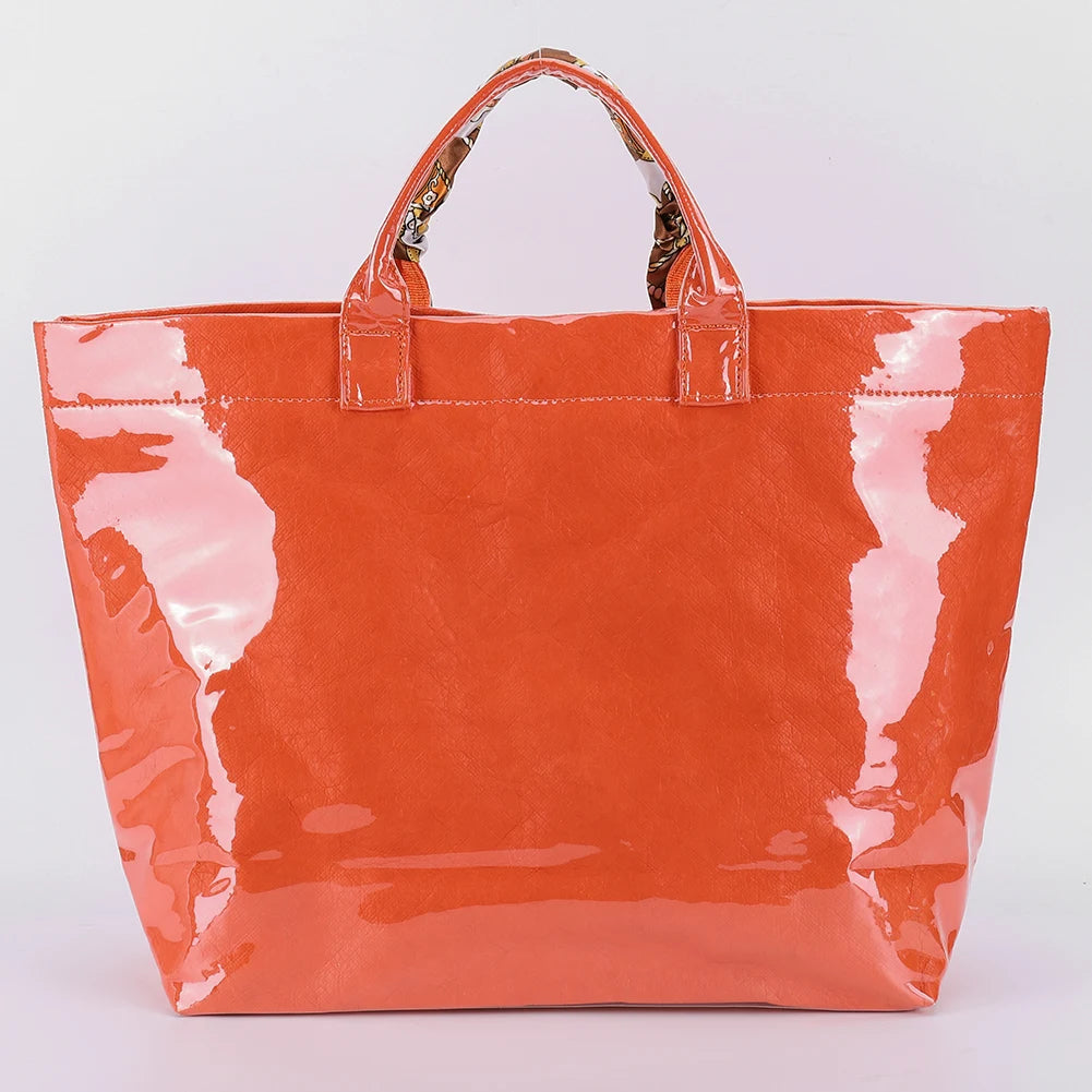 PVC Tote Bag Shoulder Bag Letters Print Clear Plastic Handbag Shopping Bag for Women Shopping Travel