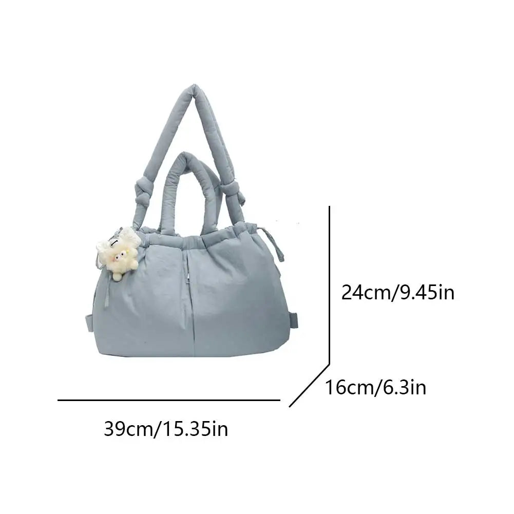 Puffer Tote Bag Lightweight Shoulder Bag Trendy Puffy Handbag Large Capacity Hobo Bag for Women Work Shopping Travel
