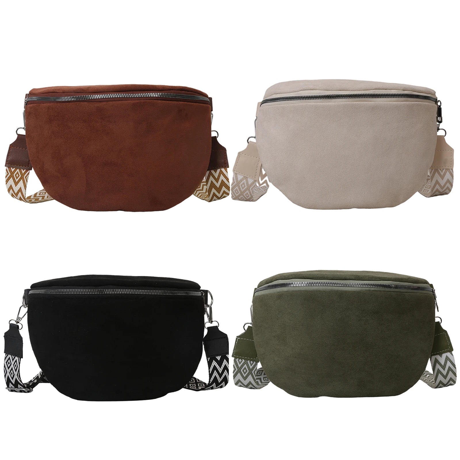 Women Trendy Crossbody Bag Solid Color Chest Bag Solid Shoulder Bag Adjustable Wide Strap Bum Bag for Travel Shopping