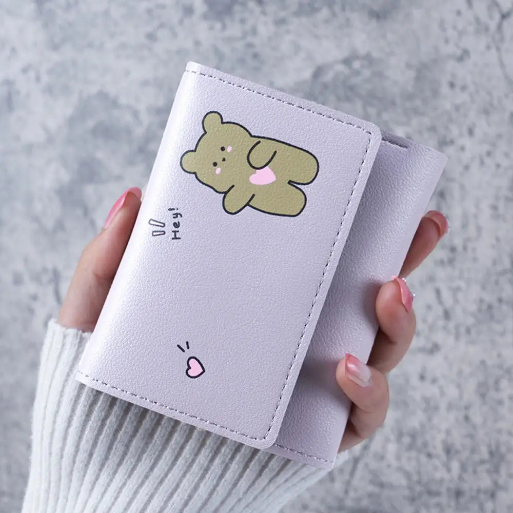 Women Heart Hasp Short Wallet Simple Multifunctional Folding Purse Card Holder Cute Fashion Clutch Bag Girls Money Bag
