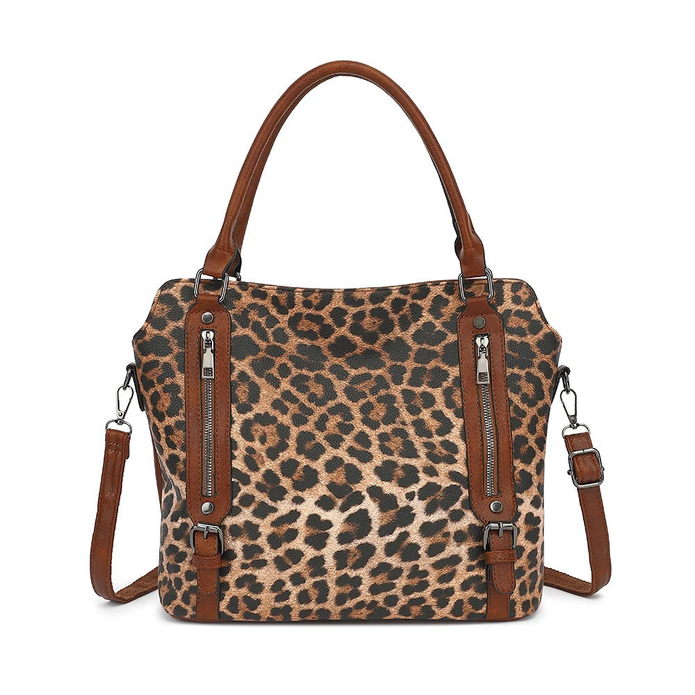 Cow Print Tote Bag for Women Western Purse Boho Top Handle Stachel Handbag with Guitar Strap Gift Brown