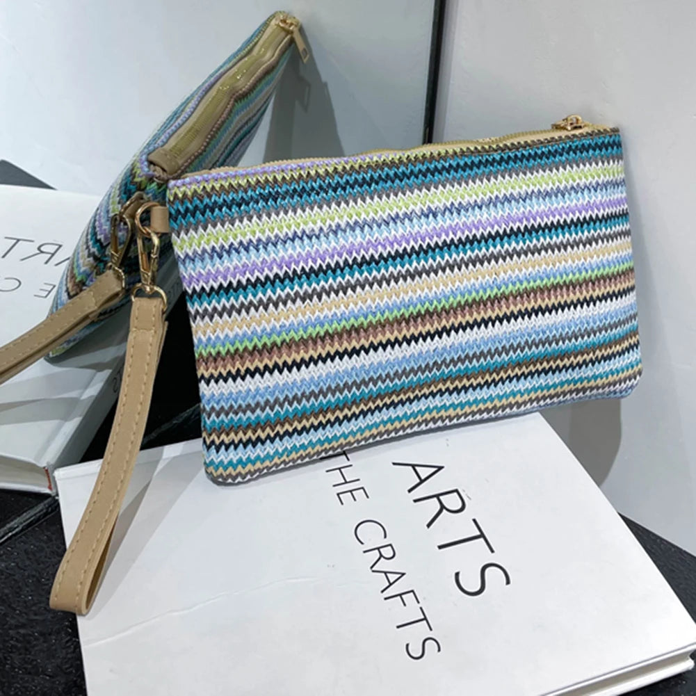 Money Beach Long Bag Colourful Ladies Clutch Coin Purse Handmade Casual Portable Elegant Simple Exquisite for Weekend Vacation