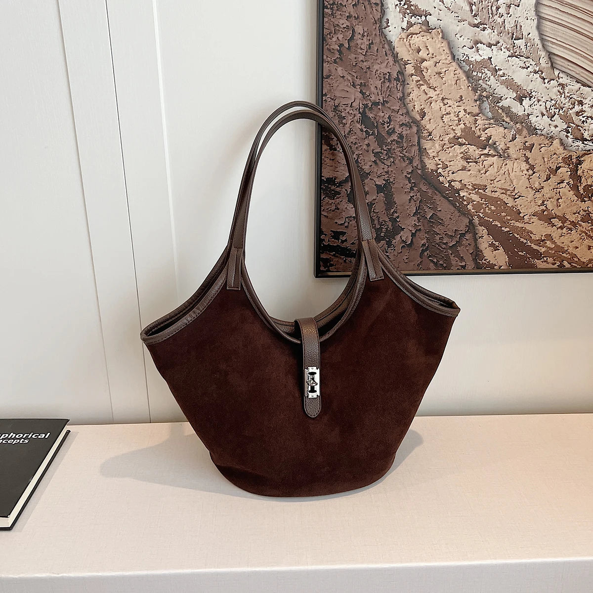 Retro Suede Hobo Handbag Fashion Top Handle Bag Designer Underarm Bag for Women Work Shopping Travel