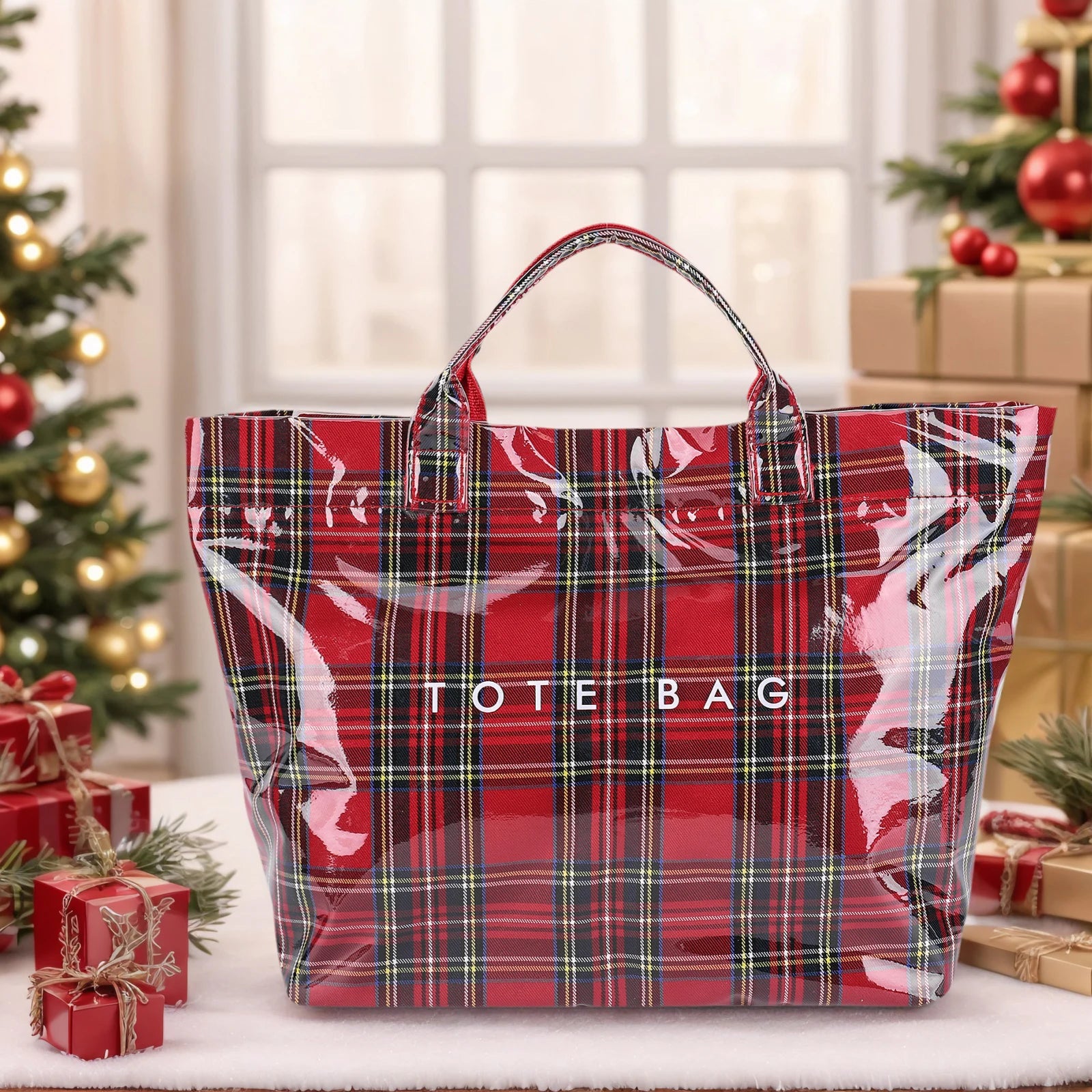 PVC Tote Bag Large Reusable Grocery Bag Waterproof Grocery Shopping Shopper Handbag for Work Shopping Beach Bag