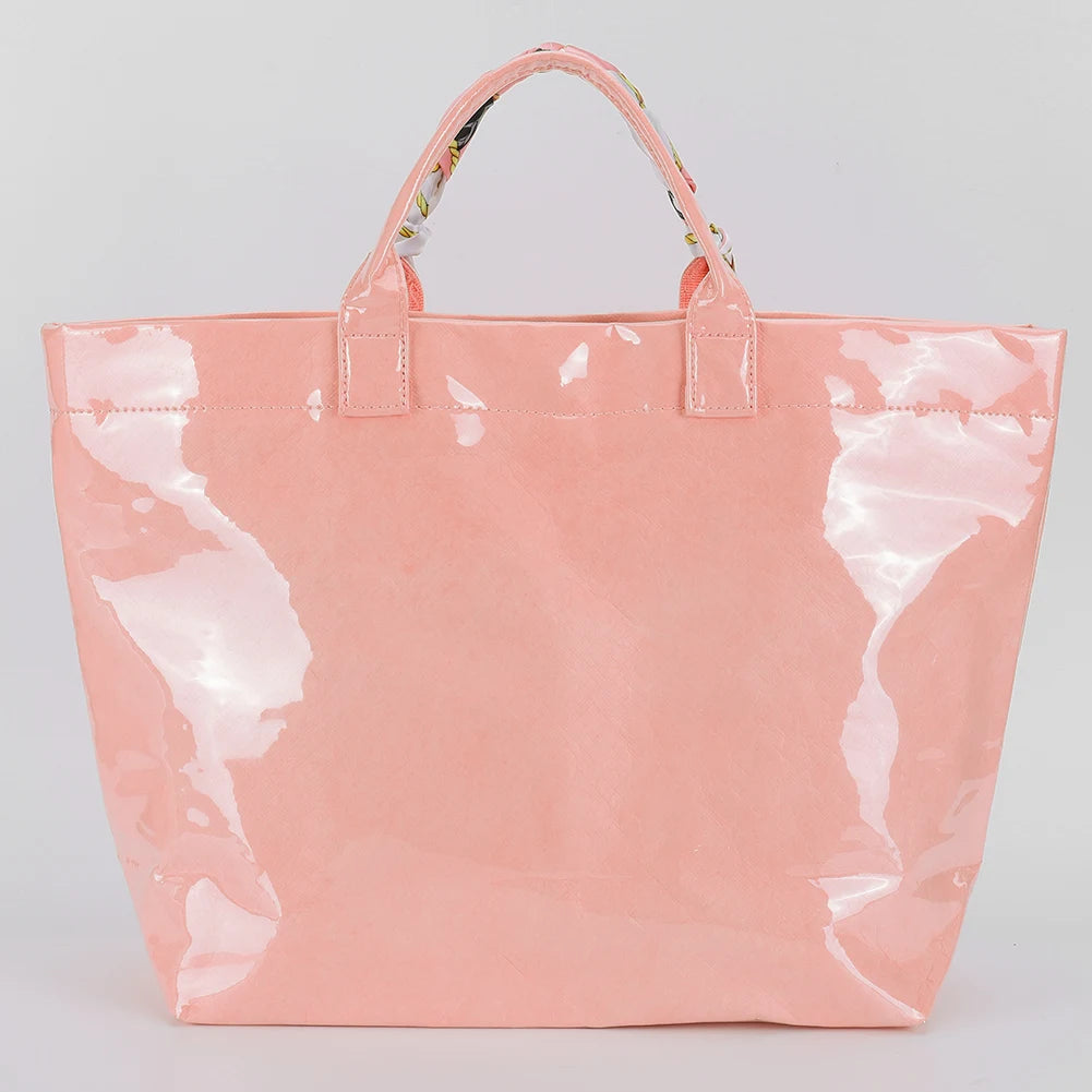 PVC Tote Bag Shoulder Bag Letters Print Clear Plastic Handbag Shopping Bag for Women Shopping Travel