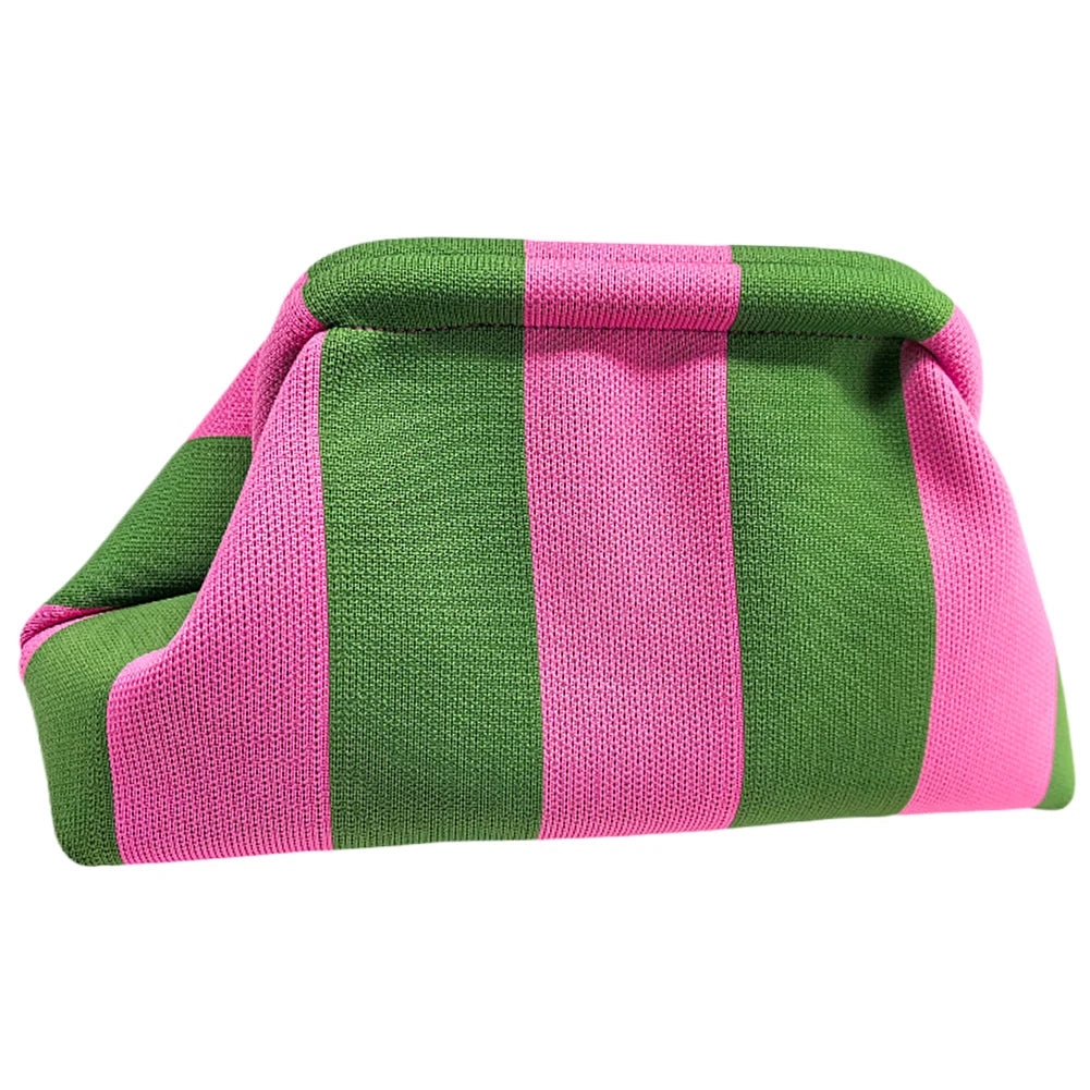 Summer Beach Clutch Bag for Women Elegant Striped Handbag Woven Crochet Purses Knitting Dumpling Clutch Casual Colorblock Bag