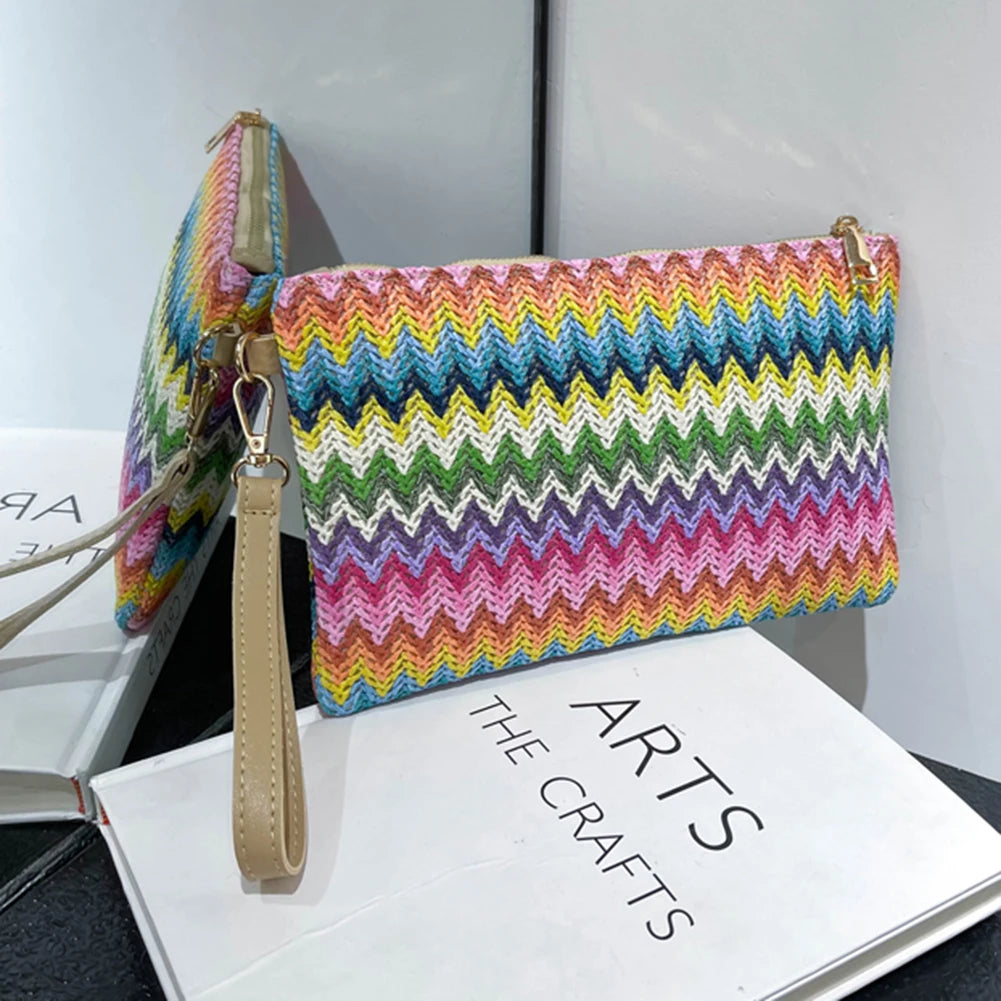 Money Beach Long Bag Colourful Ladies Clutch Coin Purse Handmade Casual Portable Elegant Simple Exquisite for Weekend Vacation