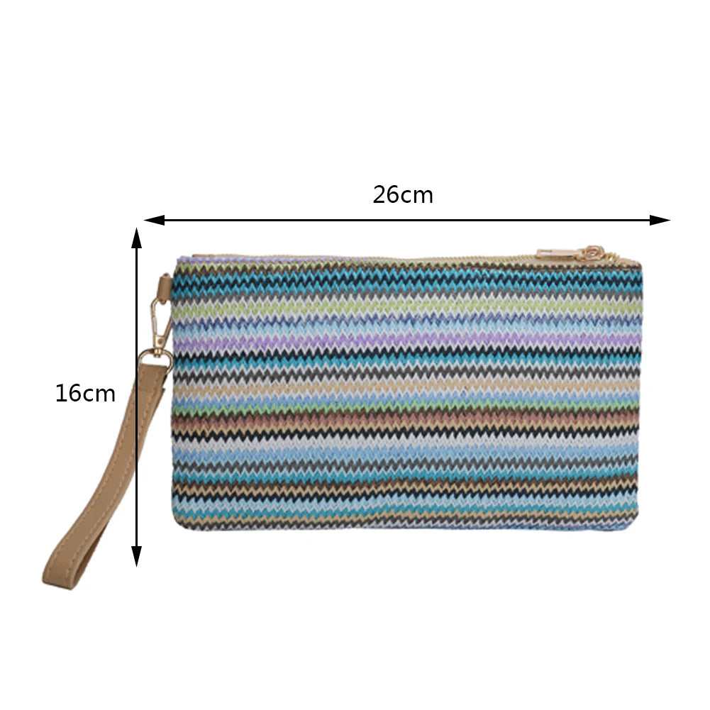 Money Beach Long Bag Colourful Ladies Clutch Coin Purse Handmade Casual Portable Elegant Simple Exquisite for Weekend Vacation