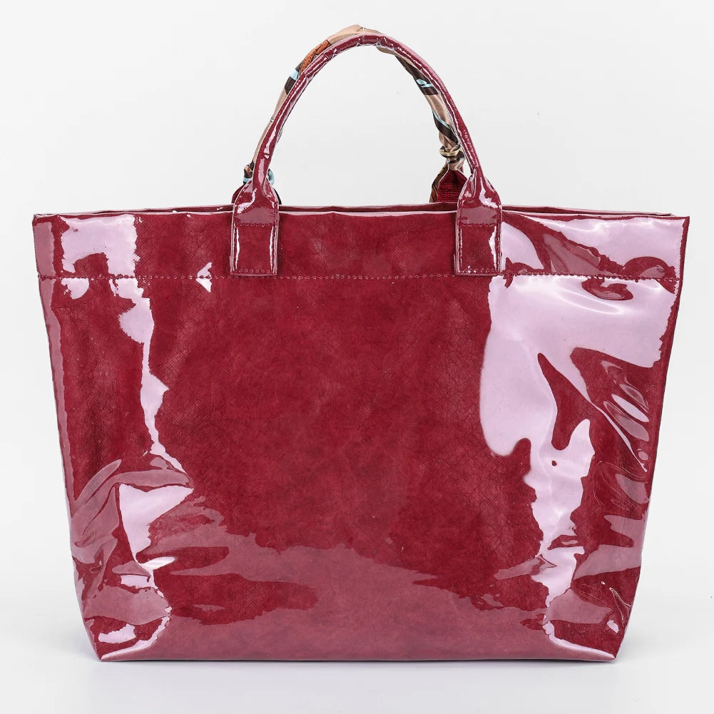 PVC Tote Bag Shoulder Bag Letters Print Clear Plastic Handbag Shopping Bag for Women Shopping Travel
