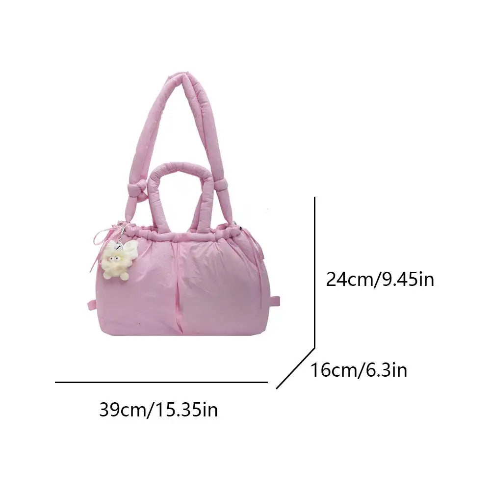 Puffer Tote Bag Lightweight Shoulder Bag Trendy Puffy Handbag Large Capacity Hobo Bag for Women Work Shopping Travel
