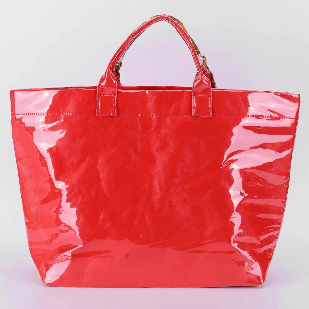 PVC Tote Bag Shoulder Bag Letters Print Clear Plastic Handbag Shopping Bag for Women Shopping Travel