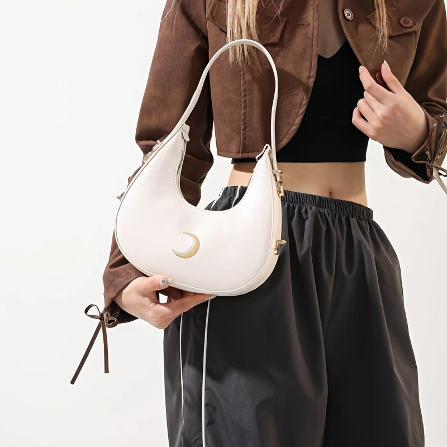 Crescent Bag,  Pattern Handbag,Y2K Shoulder Purse For Women