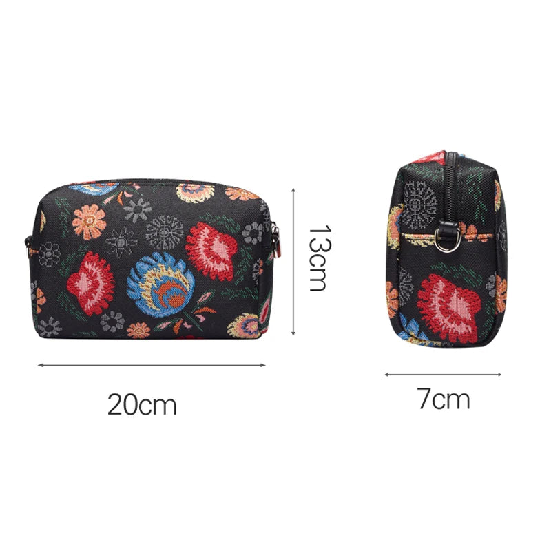 SAJA Tapestry Shoulder Bag Women's Bag Garden Flower Handbags Pouch Wallet Travel Bag For Women Female Tote Bag Mobile Phone Bag