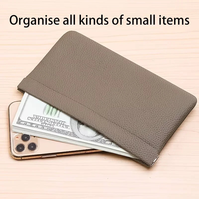Storage Bag PU Leather For Long Wallet Passport Driver's License Document Holder Data Cable Cosmetic Bag for Women Men