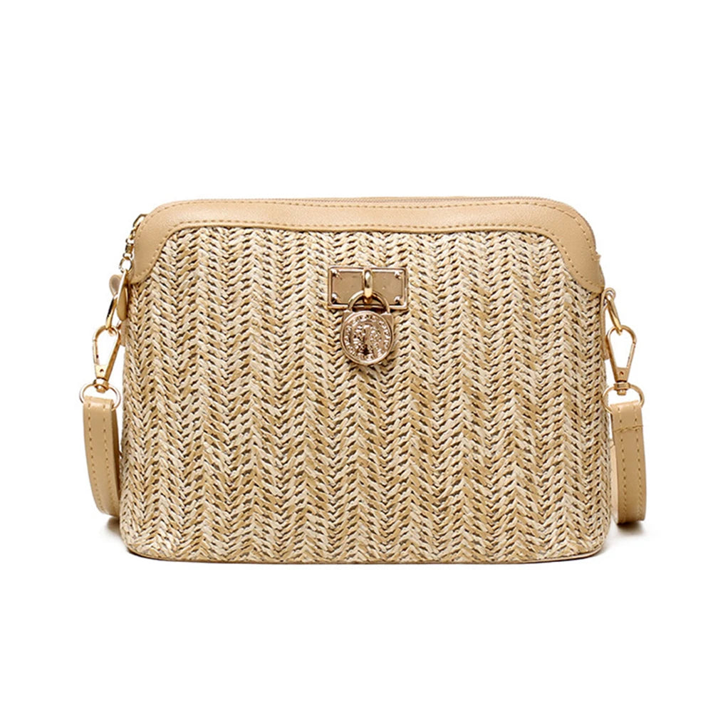 Straw Woven Messenger Bag Casual Shell Handbags Summer Beach Handmade Rattan Women Girls Travel Crossbody Bags