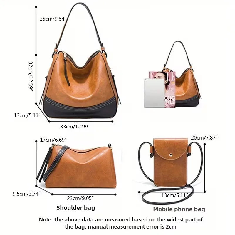 Women's Bag Set -4pcs Handbag Set Bag Simple Color-blocking Large-capacity Handbag