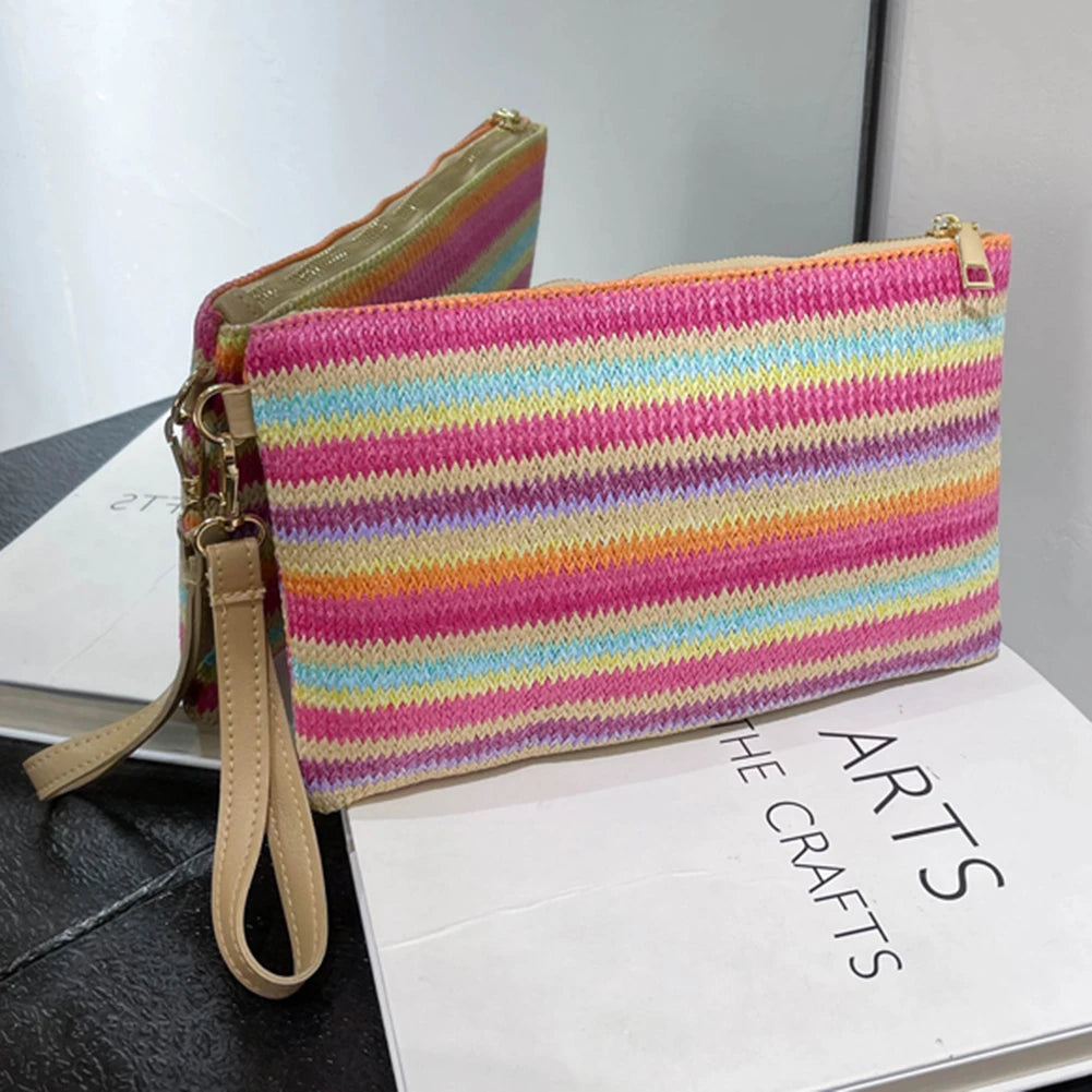 Money Beach Long Bag Colourful Ladies Clutch Coin Purse Handmade Casual Portable Elegant Simple Exquisite for Weekend Vacation