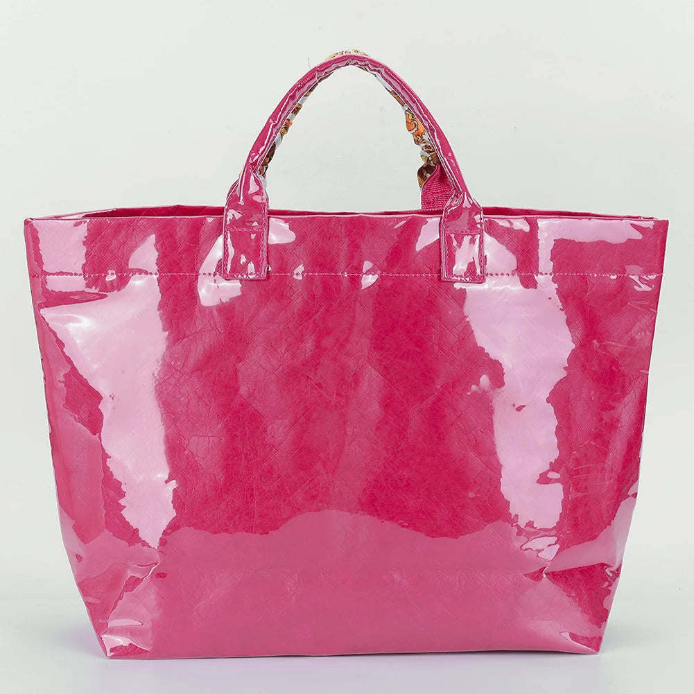 PVC Tote Bag Shoulder Bag Letters Print Clear Plastic Handbag Shopping Bag for Women Shopping Travel