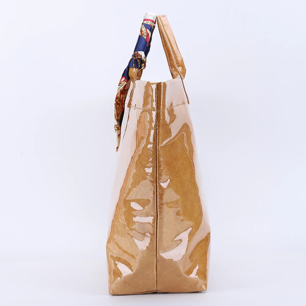 PVC Tote Bag Shoulder Bag Letters Print Clear Plastic Handbag Shopping Bag for Women Shopping Travel