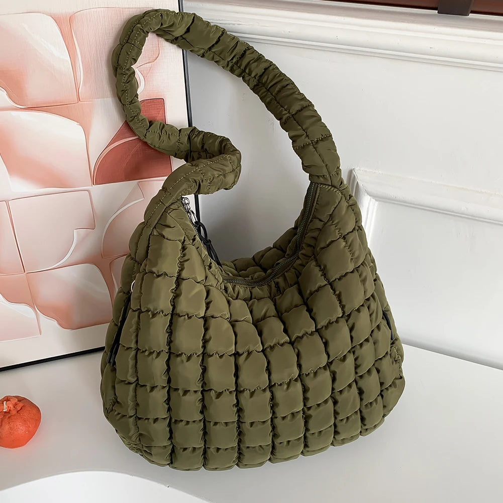 Women Stylish Commuting Bags Solid Color Quilted Bubbles Crossbody Bag Fashion Padded Sling Bag Puffer Shoulder Bags