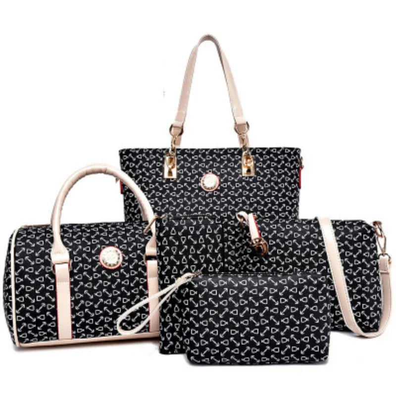 2025 New European & American Fashion 6-Piece Mother-Daughter Bag Set – Large-Capacity Tote, Shoulder & Crossbody Handbag