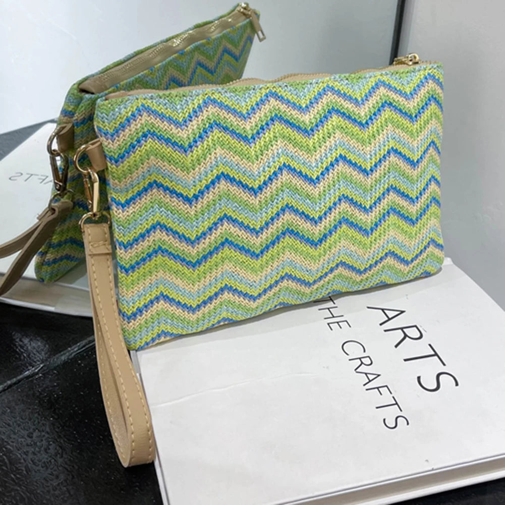 Money Beach Long Bag Colourful Ladies Clutch Coin Purse Handmade Casual Portable Elegant Simple Exquisite for Weekend Vacation