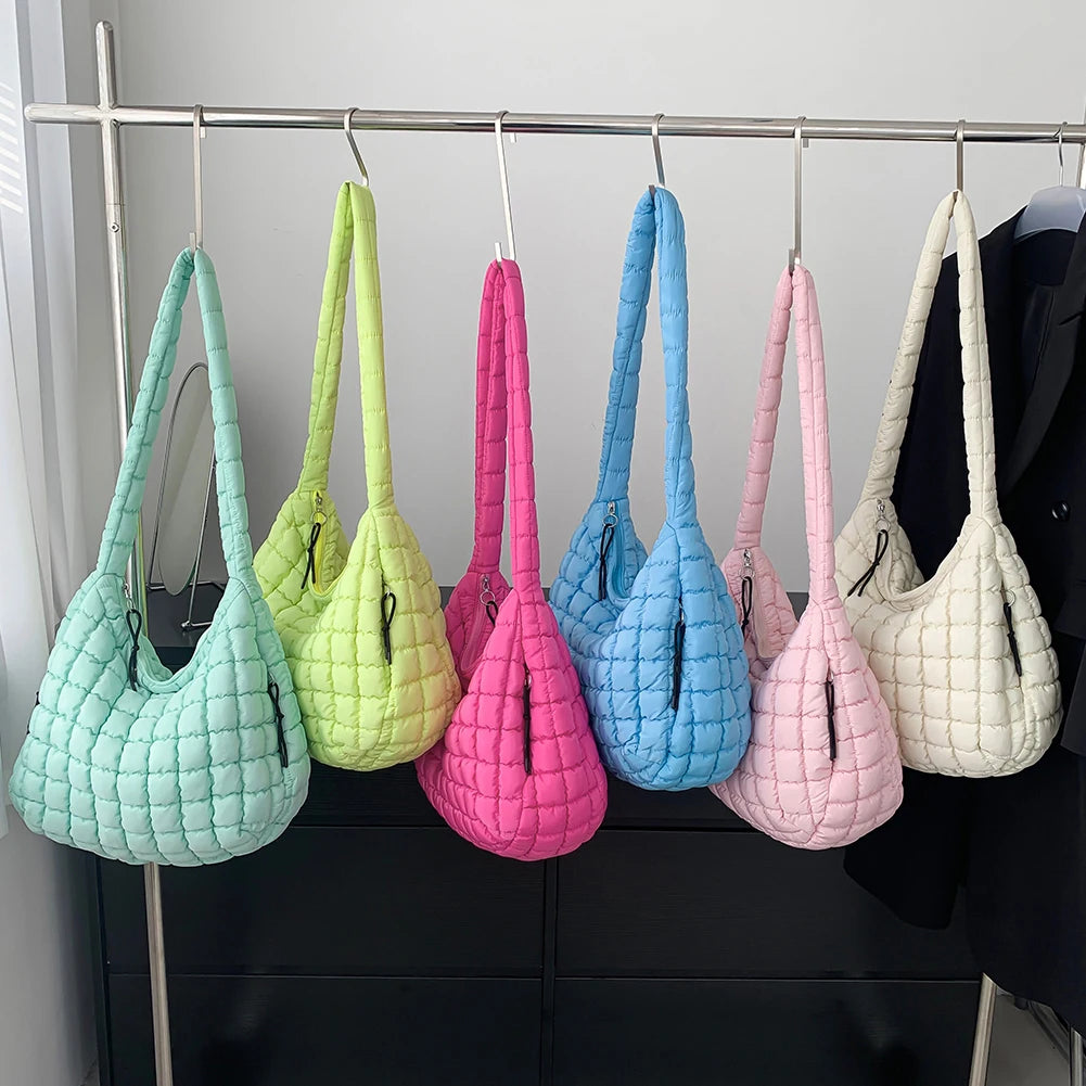 Women Stylish Commuting Bags Solid Color Quilted Bubbles Crossbody Bag Fashion Padded Sling Bag Puffer Shoulder Bags