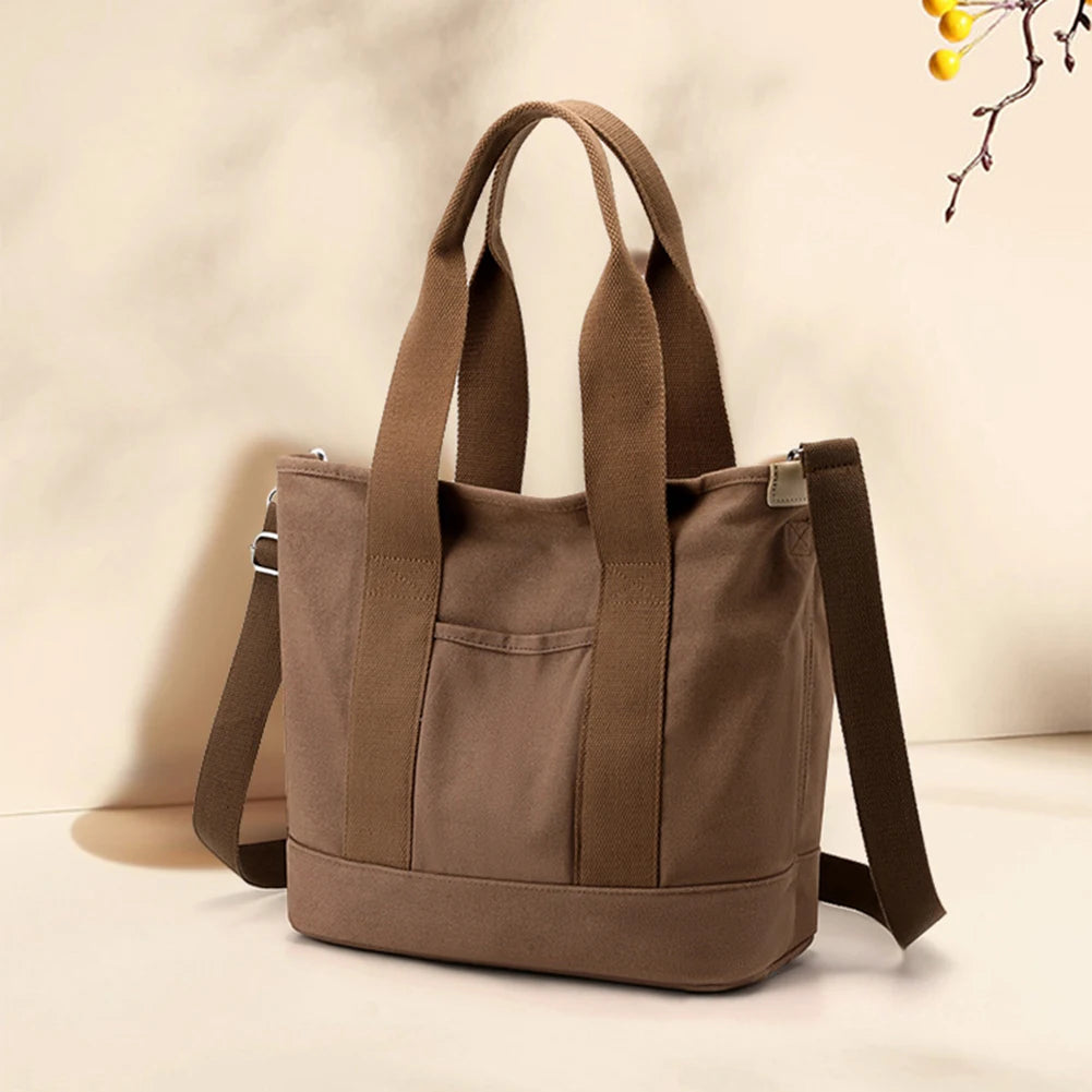 Women Crossbody Bag Large Capacity Canvas Underarm Bag Adjustable Strap Multi-compartment Lightweight Make Up Cosmetic Bag