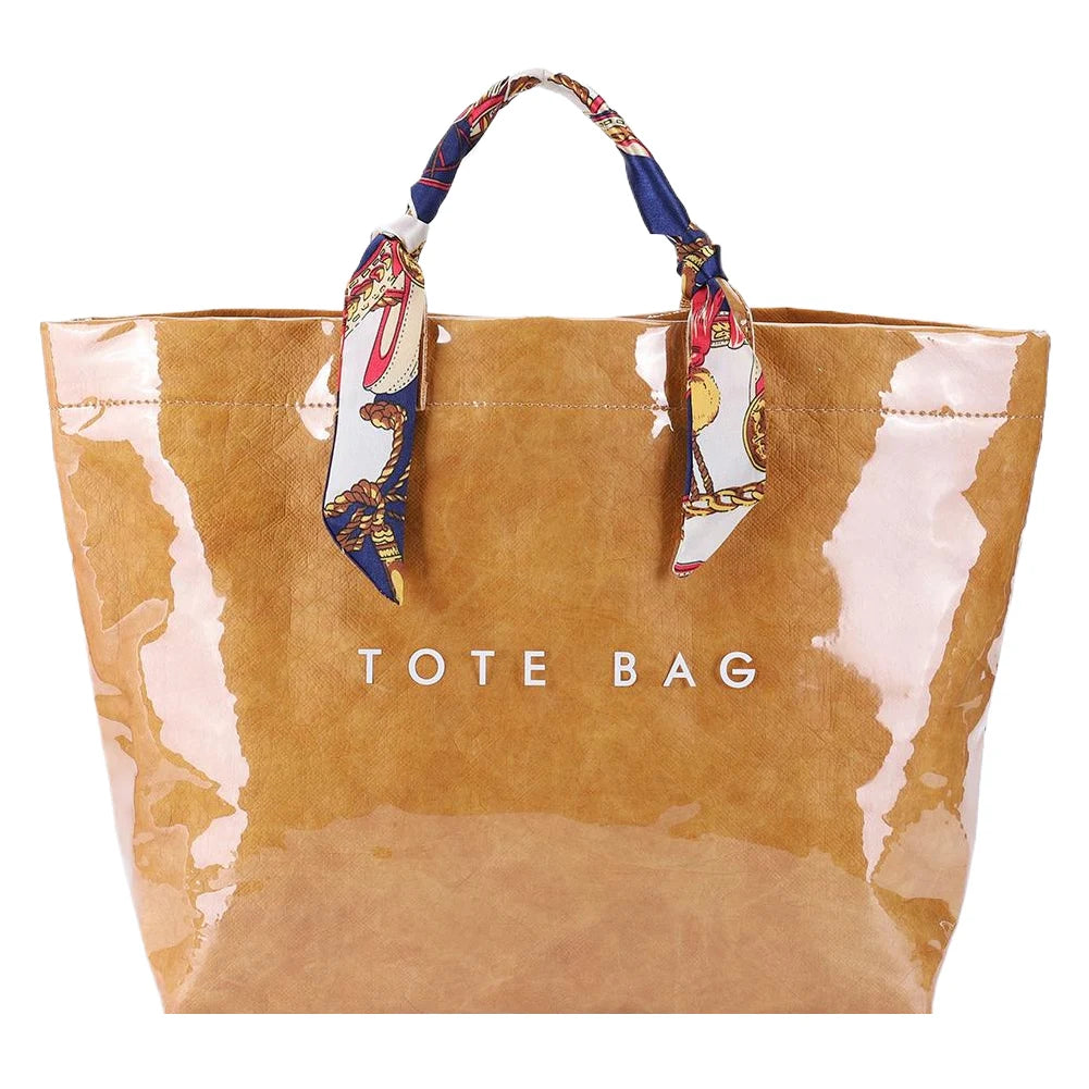 PVC Tote Bag Shoulder Bag Letters Print Clear Plastic Handbag Shopping Bag for Women Shopping Travel