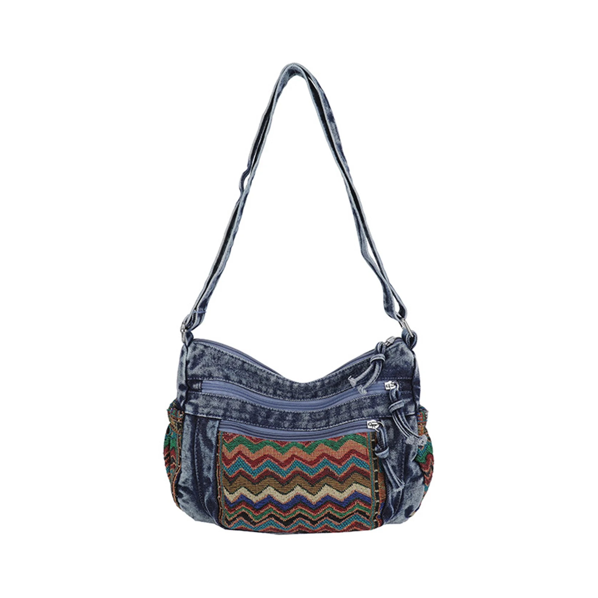 Stylish Ethnic Print Tote Bag with Adjustable Strap for Women Casual Shoulder Handbag with Unique Pattern for Girls