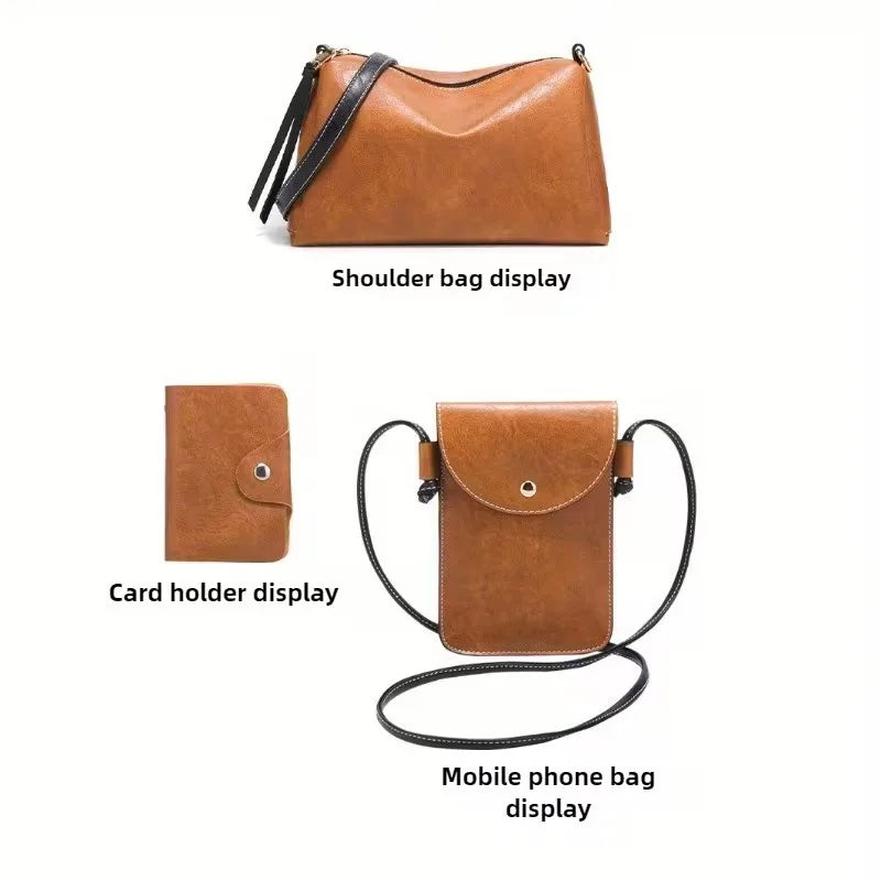 Women's Bag Set -4pcs Handbag Set Bag Simple Color-blocking Large-capacity Handbag