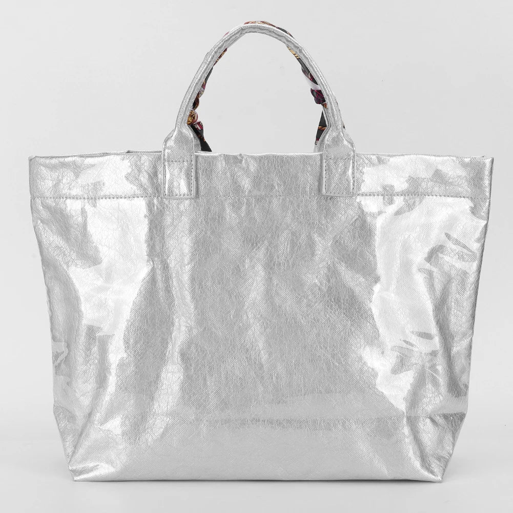 PVC Tote Bag Shoulder Bag Letters Print Clear Plastic Handbag Shopping Bag for Women Shopping Travel