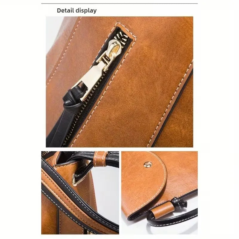 Women's Bag Set -4pcs Handbag Set Bag Simple Color-blocking Large-capacity Handbag