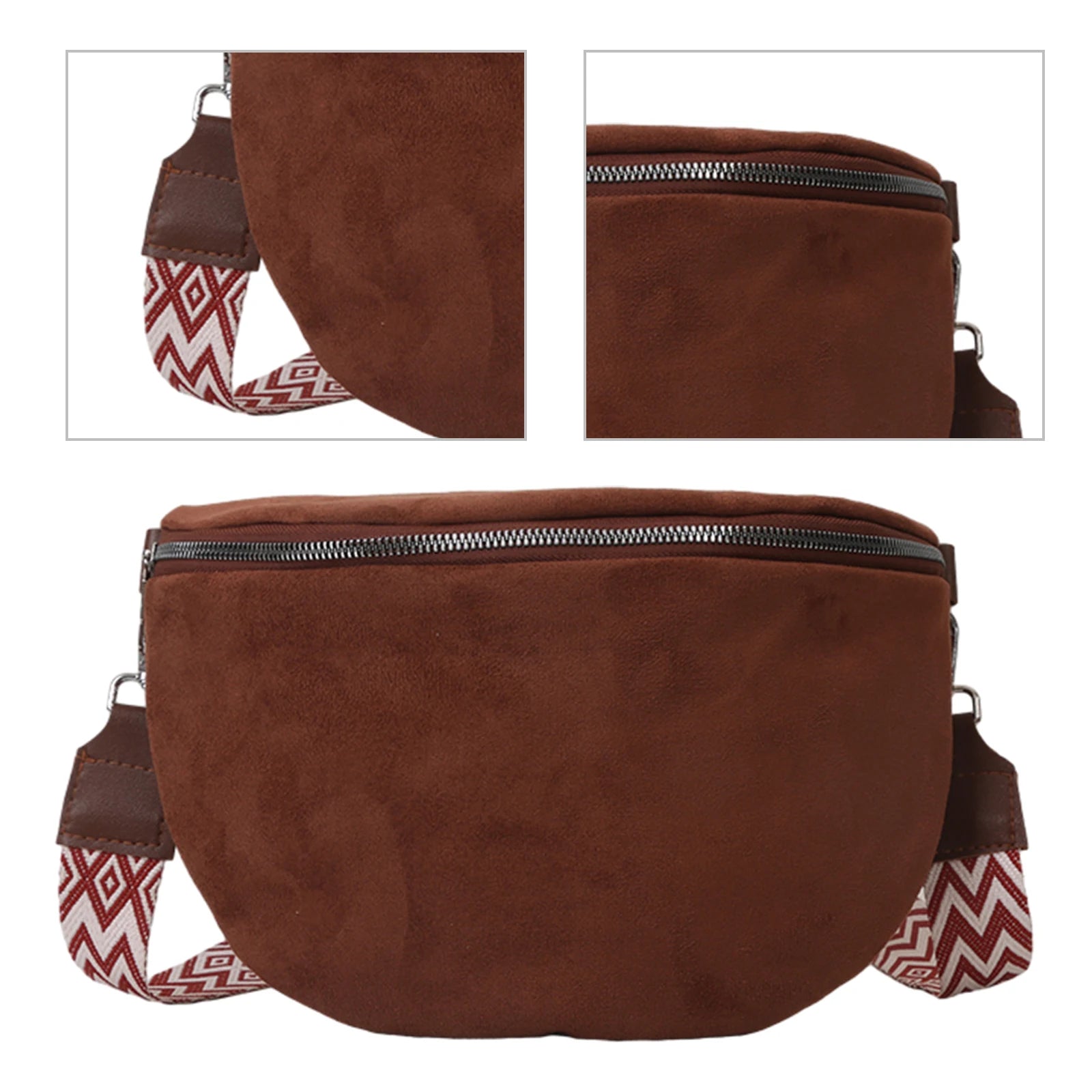 Women Trendy Crossbody Bag Solid Color Chest Bag Solid Shoulder Bag Adjustable Wide Strap Bum Bag for Travel Shopping