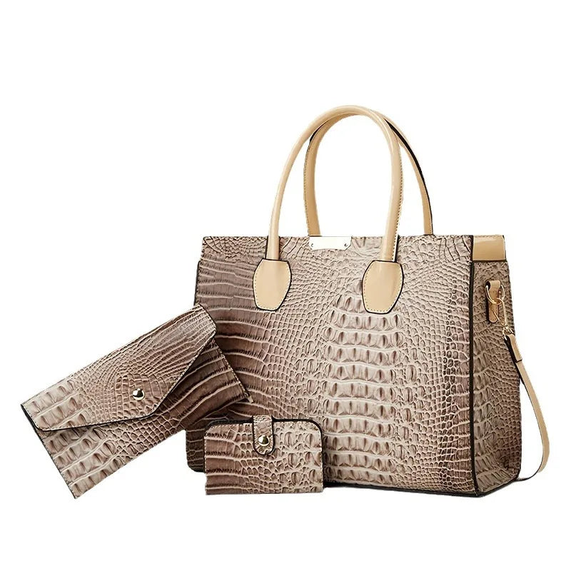 Lady's vintage handbag - high-quality set bag - large capacity shoulder crossbody bag