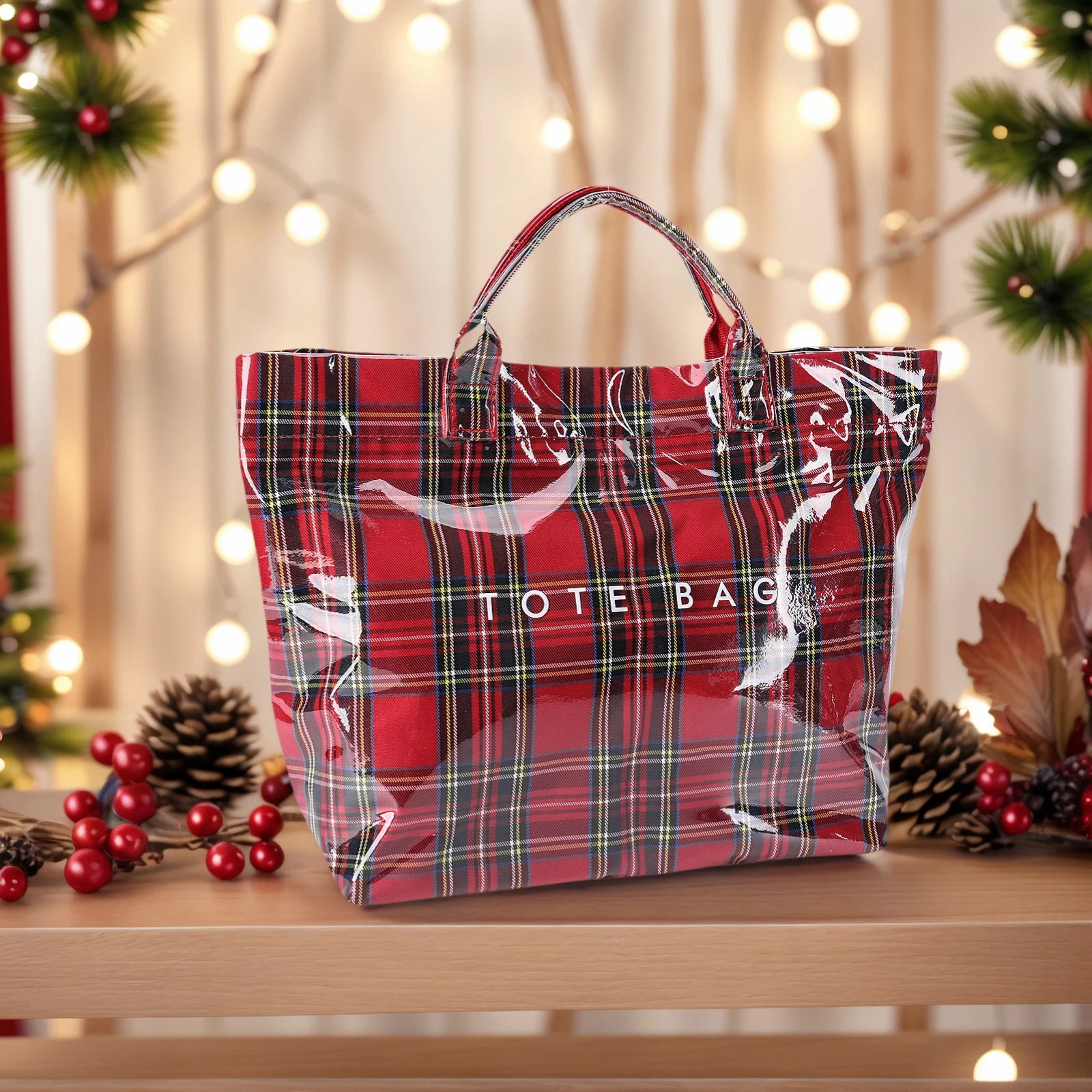 PVC Tote Bag Large Reusable Grocery Bag Waterproof Grocery Shopping Shopper Handbag for Work Shopping Beach Bag