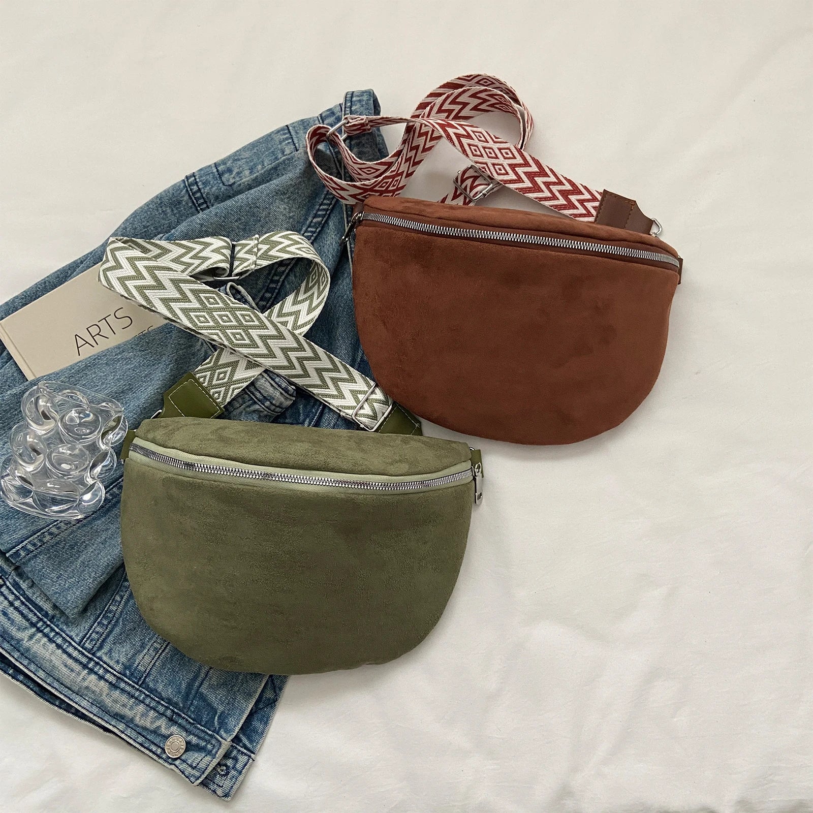 Women Trendy Crossbody Bag Solid Color Chest Bag Solid Shoulder Bag Adjustable Wide Strap Bum Bag for Travel Shopping