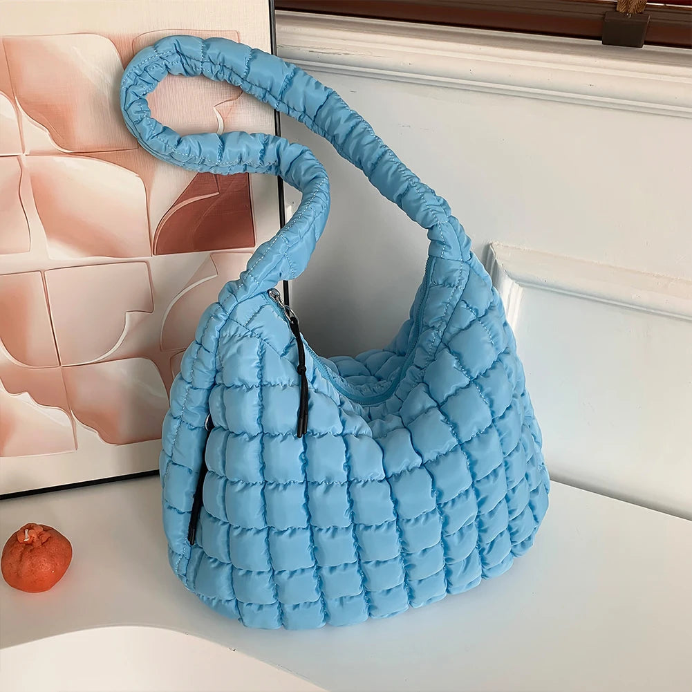 Women Stylish Commuting Bags Solid Color Quilted Bubbles Crossbody Bag Fashion Padded Sling Bag Puffer Shoulder Bags