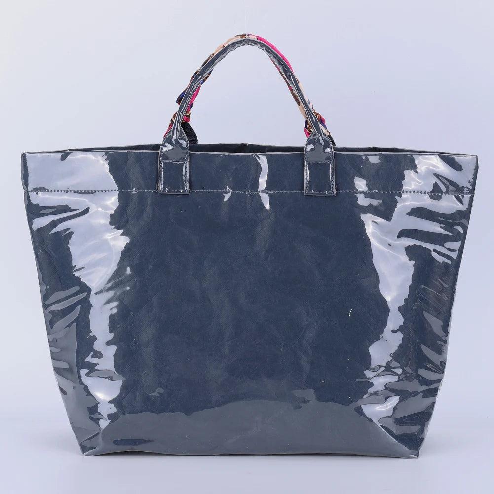 PVC Tote Bag Shoulder Bag Letters Print Clear Plastic Handbag Shopping Bag for Women Shopping Travel