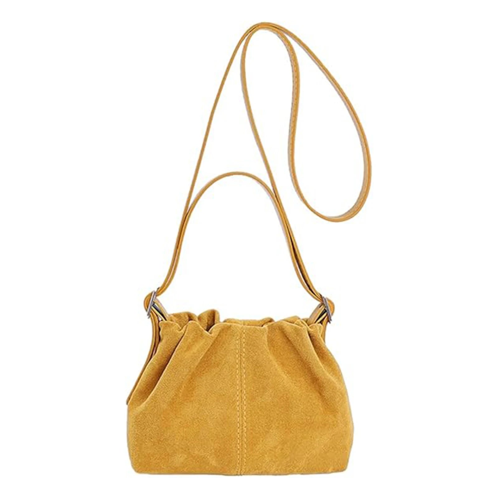 PU Shoulder Bag Solid Color Tote Handbag Lightweight Crossbody Bag Drawstring for Women Daily Use Special Occasion