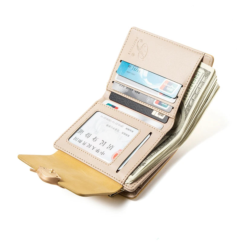 2023 new niche design simple retro frosted leaf women's purse fashion coin purse zipper folding student wall