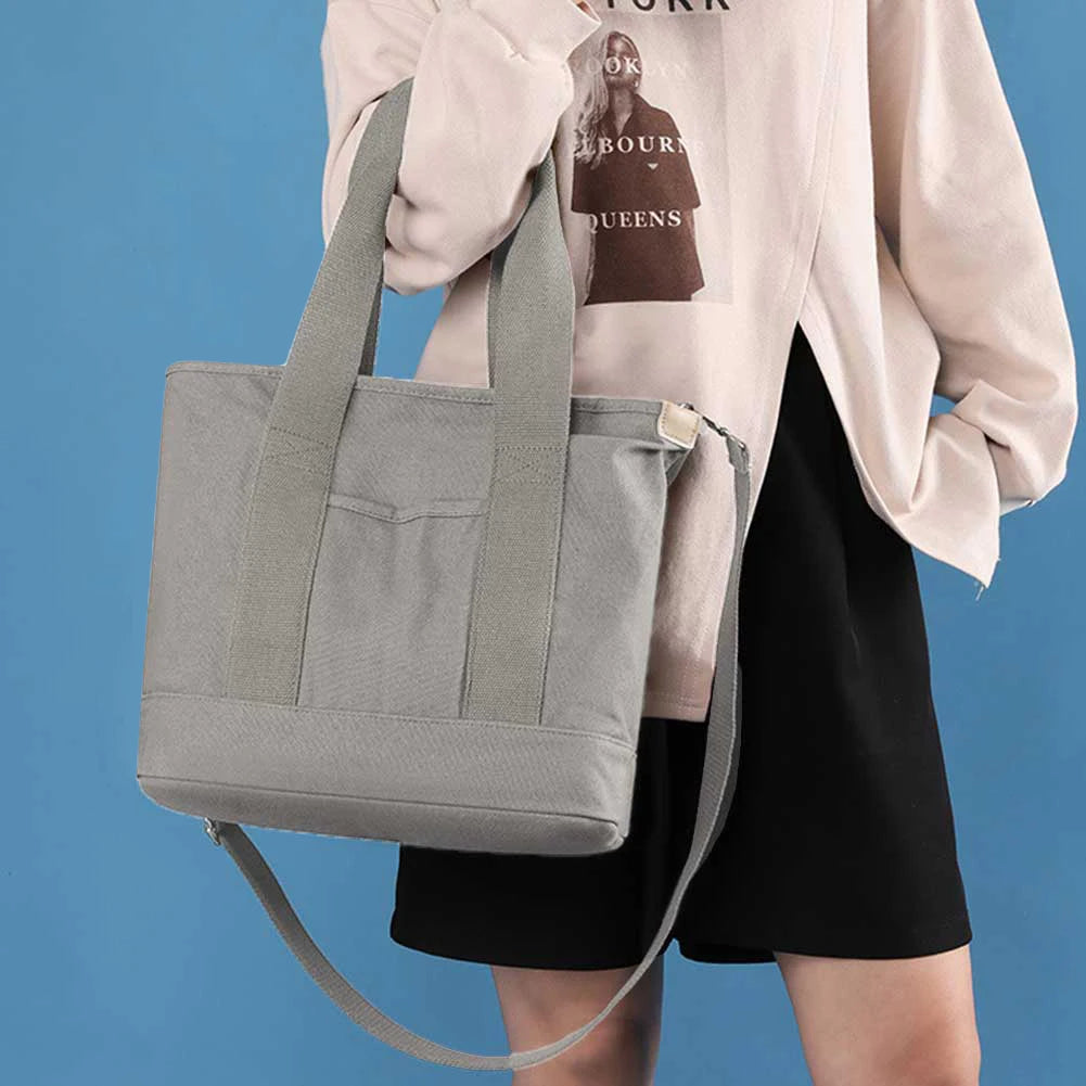 Women Crossbody Bag Large Capacity Canvas Underarm Bag Adjustable Strap Multi-compartment Lightweight Make Up Cosmetic Bag