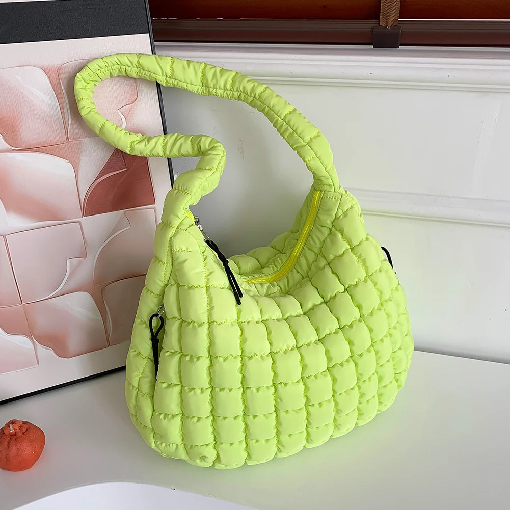 Women Stylish Commuting Bags Solid Color Quilted Bubbles Crossbody Bag Fashion Padded Sling Bag Puffer Shoulder Bags
